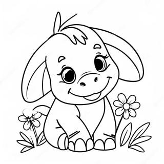 Pagina Para Colorir Do Eeyore Bebe Fofo Com Flores 49745-41523