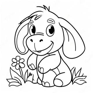 Pagina Para Colorir Do Eeyore Bebe Fofo Com Flores 49745-41524