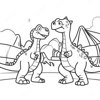 Dinossauros Lutando Páginas Para Colorir