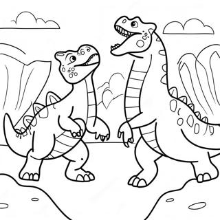 Pagina Para Colorir Dinossauros Lutando Na Arena 49804-41539