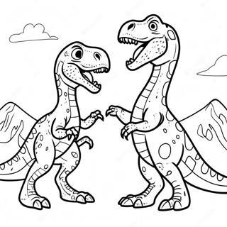 Pagina Para Colorir Batalha Entre T Rex E Velociraptor 49805-41550