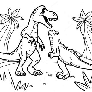 Pagina Para Colorir Batalha Entre T Rex E Velociraptor 49805-41551