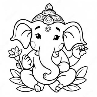 Pagina Para Colorir Ganesha Fofo Com Flores 49815-41553