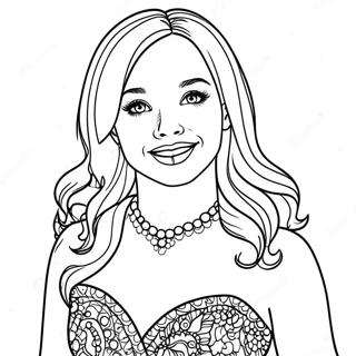 Pagina Para Colorir De Dove Cameron Em Um Vestido Brilhante 50055-41751