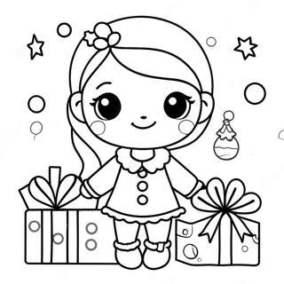 Pagina Para Colorir De Menina De Natal Adoravel Com Presentes 50145-41817