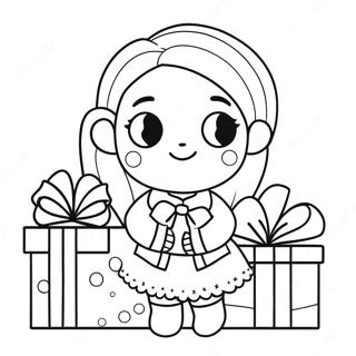 Pagina Para Colorir De Menina De Natal Adoravel Com Presentes 50145-41818