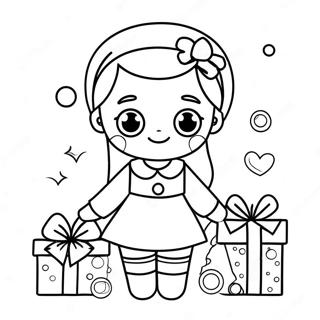 Pagina Para Colorir De Menina De Natal Adoravel Com Presentes 50145-41819