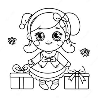 Pagina Para Colorir De Menina De Natal Adoravel Com Presentes 50145-41820