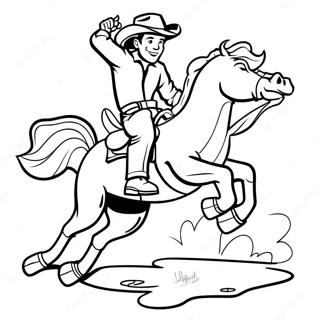 Pagina Para Colorir Do Cowboy Montando Um Cavalo Selvagem 5033-4040