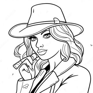 Pagina Para Colorir Garota Gangster Legal Com Chapeu 50345-41977