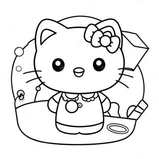 Pagina Para Colorir Da Linda Hello Kitty Com Acessorios Retro 50465-42061