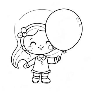 Pagina Para Colorir Da Menina Pequena Fofa Com Um Balao 50785-42315