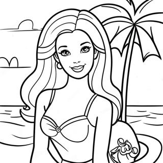 Barbie Na Praia Páginas Para Colorir