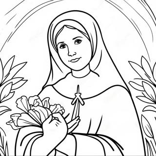 Pagina Para Colorir Da Linda Santa Bernadete Com Flores 51275-42711