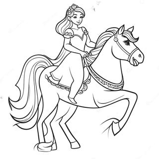 Pagina Para Colorir De Princesa Elegante Montando Um Cavalo Majestoso 51295-42718