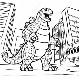 Pagina Para Colorir Do Godzilla Rugindo Na Cidade 51665-43026