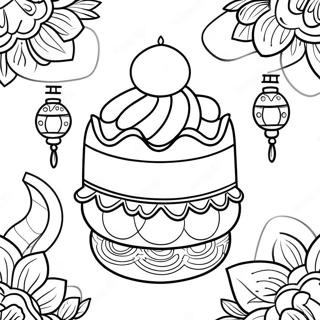 Pagina Para Colorir Do Bolo De Lua Festivo Com Lanternas 51695-43042