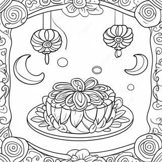 Pagina Para Colorir Do Bolo De Lua Festivo Com Lanternas 51695-43044