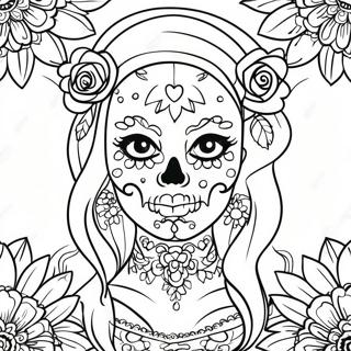 Pagina Para Colorir De Caveira De Acucar Feminina E Estilosa 51824-43148