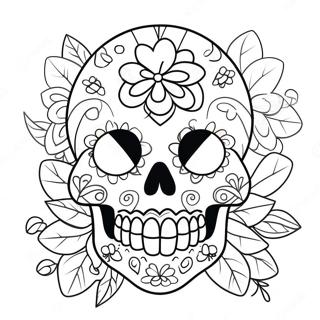 Pagina Para Colorir De Caveira De Acucar Colorida Com Flores 51825-43157