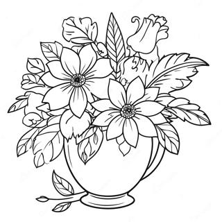 Pagina Para Colorir De Arranjo Floral Charmoso De Natureza Morta 52046-43317