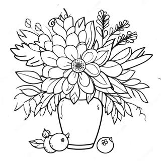 Pagina Para Colorir De Arranjo Floral Charmoso De Natureza Morta 52046-43320