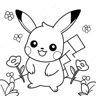 Pagina Para Colorir Da Menina Pikachu Fofa Com Flores 52186-43429