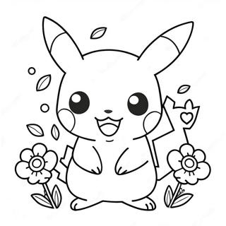 Pagina Para Colorir Da Menina Pikachu Fofa Com Flores 52186-43430