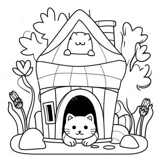 Casa De Gato Páginas Para Colorir