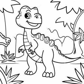 Pagina Para Colorir De Dinossauro Hibrido Colorido Na Selva 52297-43512