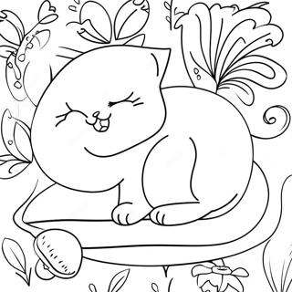 Pagina Para Colorir Do Gato Fofo Dormindo Em Um Travesseiro 52727-43857