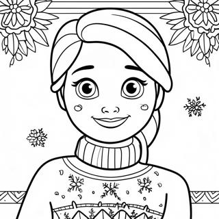 Elsa Em Uma Pagina Para Colorir De Sueter Festivo 52887-43971