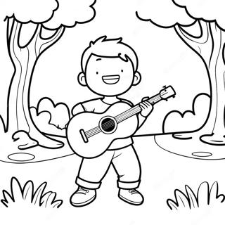 Pagina Para Colorir Do Menino Com Ukulele Legal Brincando No Parque 52957-44045