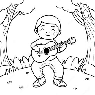 Pagina Para Colorir Do Menino Com Ukulele Legal Brincando No Parque 52957-44046