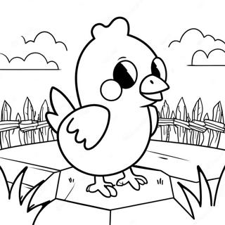 Pagina Para Colorir Do Frango Fofo Do Minecraft Em Um Campo 52987-44051