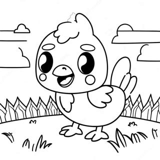 Pagina Para Colorir Do Frango Fofo Do Minecraft Em Um Campo 52987-44052