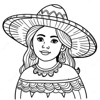 Menina Mexicana Com Sombrero Para Colorir 53117-44166