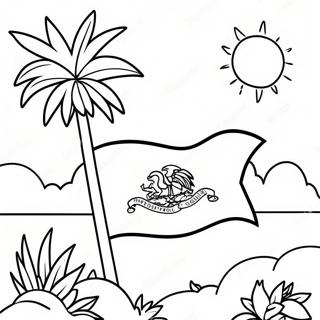 Pagina Para Colorir Da Bandeira Do Haiti Com Fundo Tropical 53609-44695