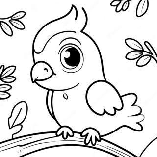 Pagina Para Colorir De Cockatiel Fofo Sentado Em Um Galho 53669-44734