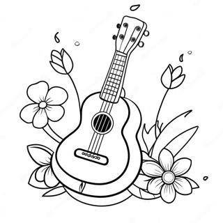 Pagina Para Colorir De Ukulele Fofo Com Flores 53689-44747