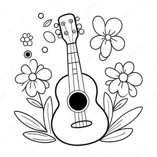 Pagina Para Colorir De Ukulele Fofo Com Flores 53689-44748