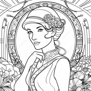 Pagina Para Colorir De Uma Dama Elegante Art Nouveau 53939-45002