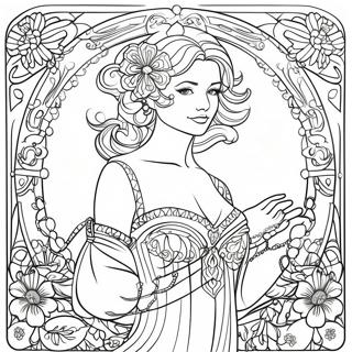 Pagina Para Colorir De Uma Dama Elegante Art Nouveau 53939-45003