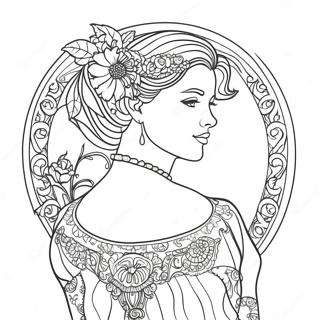 Pagina Para Colorir De Uma Dama Elegante Art Nouveau 53939-45004