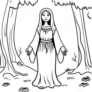 Pagina Para Colorir Da La Llorona Em Uma Floresta Escura 54019-45011