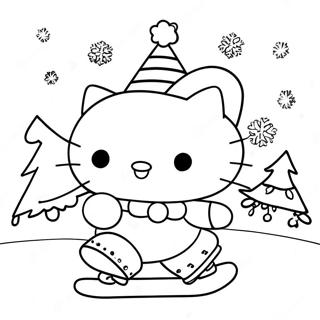 Pagina Para Colorir Do Natal Da Hello Kitty Patinando No Gelo 54290-45208