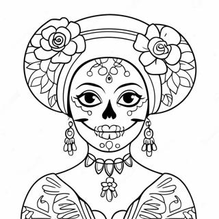 Pagina Para Colorir Da Catrina Elegante Com Flores 54311-45225