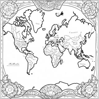 Pagina Para Colorir De Mapa Mundial Detalhado 5433-4349