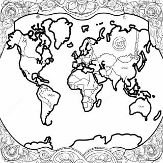 Pagina Para Colorir De Mapa Mundial Detalhado 5433-4351