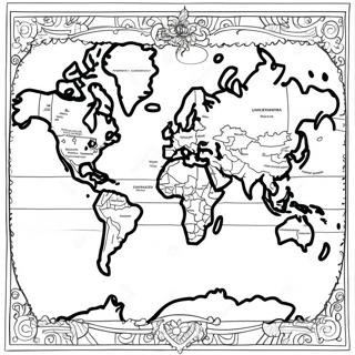 Pagina Para Colorir De Mapa Mundial Detalhado 5433-4352